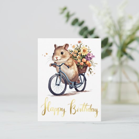 Carte Postale Félicitations Fleurs de Hamster Mignon Personnalis (Debout devant)
