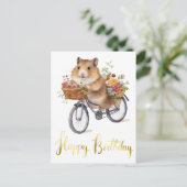 Carte Postale Félicitations Fleurs de Hamster Mignon Personnalis (Debout devant)