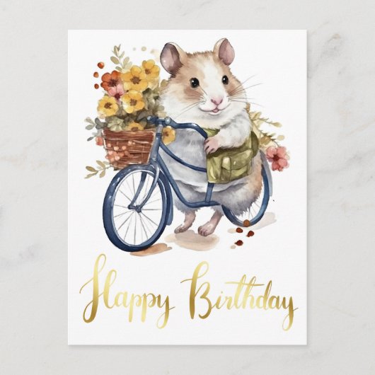 Carte Postale Félicitations Fleurs de Hamster Mignon Personnalis (Devant)