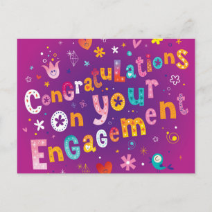 Carte Postale Félicitations funky à votre Fiançailles