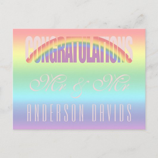 Carte Postale Félicitations Gay Couple Rainbow Flag (Devant)