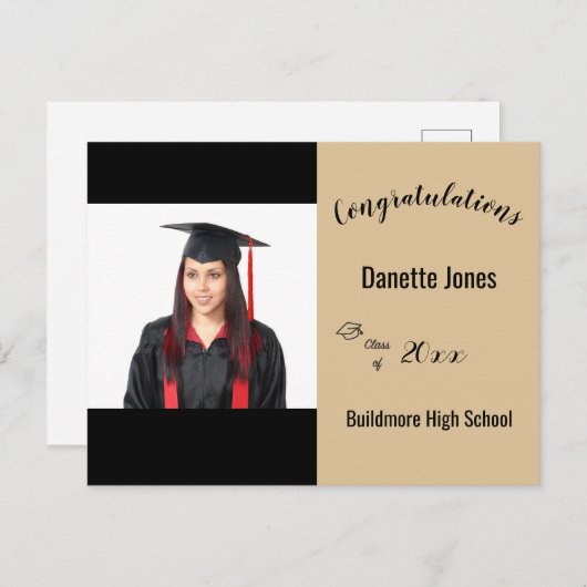 Carte Postale Félicitations Graduate Année photo École Postca (Devant / Derrière)