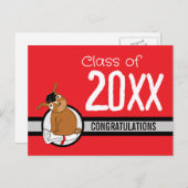 Carte Postale Félicitations Graduation Puppy Red Postcard (Devant / Derrière)