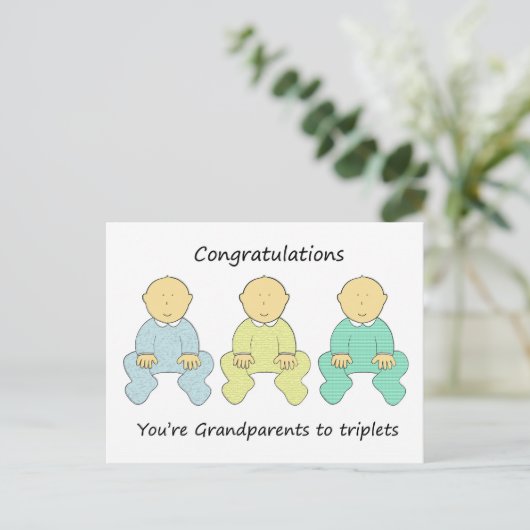 Carte Postale Félicitations grands-parents à Triplets (Debout devant)