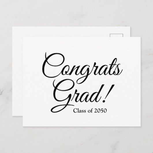 Carte Postale Félicitations grat noir blanc cours de script pers (Devant / Derrière)