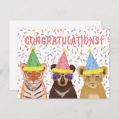 Carte Postale Félicitations - Illustration Animaux Sauvages (Devant / Derrière)