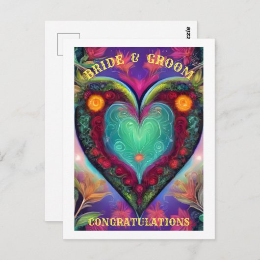 CARTE POSTALE FÉLICITATIONS MARIE ET MARIÉ (Devant / Derrière)