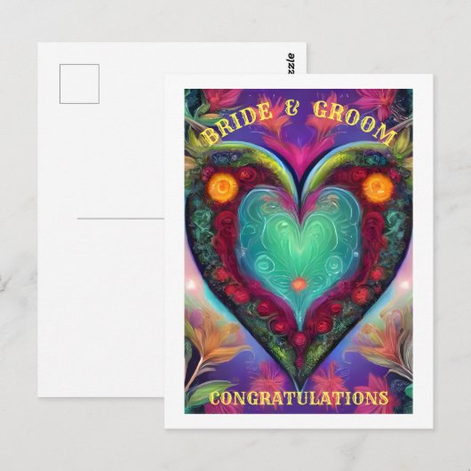 CARTE POSTALE FÉLICITATIONS MARIÉE ET MARIÉ  (Devant / Derrière)