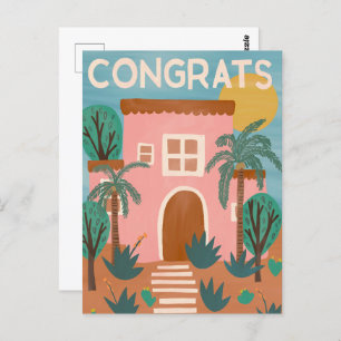 Carte Postale Félicitations Nouveau Accueil Adobe House Cactus P