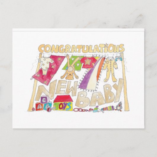 Carte Postale Félicitations - Nouveau bébé. (Devant)