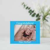 Carte Postale Félicitations Nouvelle Mère Arrière - plan Bleu po (Debout devant)