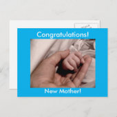 Carte Postale Félicitations Nouvelle Mère Arrière - plan Bleu po (Devant / Derrière)