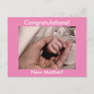 Carte Postale Félicitations Nouvelle Mère et Fille Bébée Rose