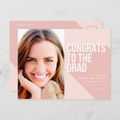 Carte Postale Félicitations ombre longue au diplômé rose pâle (Devant / Derrière)