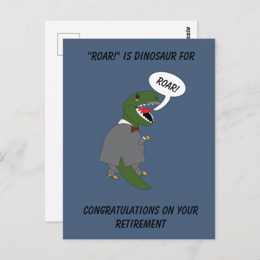 Carte Postale Félicitations pour la retraite Dinosaure Personnal (Devant / Derrière)