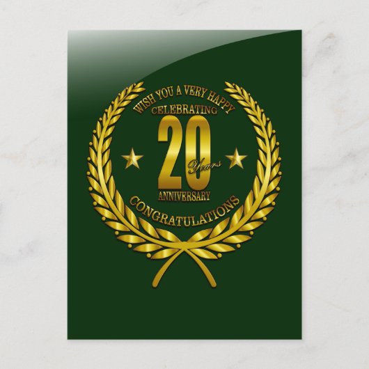Carte Postale Félicitations pour le 20e anniversaire (Devant)