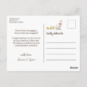 Carte Postale Félicitations pour le nouveau bébé Canard Jaune Mi (Dos)