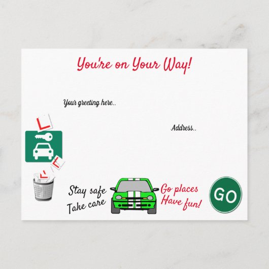 Carte Postale Félicitations pour le test de conduite (Dos)