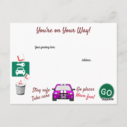 Carte Postale Félicitations pour le test de conduite (Dos)