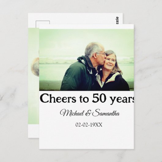 Carte Postale félicitations pour les 50 ans d'anniversaire nom p (Devant / Derrière)