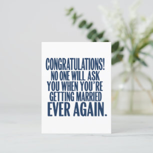 Carte Postale Félicitations pour les fiançailles de mariage drôl