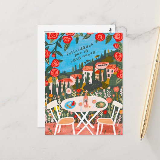 Carte Postale Félicitations pour nouvelle maison Vues de la camp (Devant/Arrière en situation)