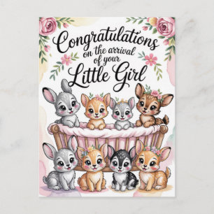 Carte Postale Félicitations pour une nouvelle petite fille avec
