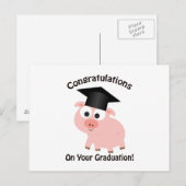Carte Postale Félicitations pour votre diplôme ! Cochon (Devant / Derrière)