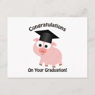 Carte Postale Félicitations pour votre diplôme ! Cochon