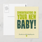 Carte Postale Félicitations pour votre nouveau bébé (Devant / Derrière)