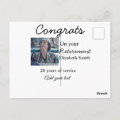 Carte Postale Félicitations pour votre retraite ajoutez photo no (Dos)