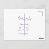 Carte Postale Félicitations promotion add année nom école col (Dos)