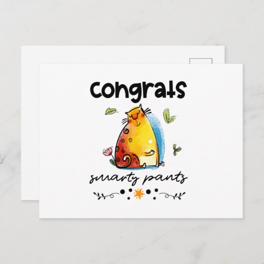 Carte Postale Félicitations Smarty Pants Cartographie Chat (Devant / Derrière)