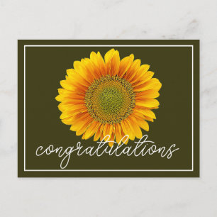Carte Postale Félicitations Tournesol Moderne Orange et Jaune