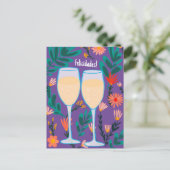 Carte Postale Félicitations Vin pétillant Champagne Floral À vot (Debout devant)