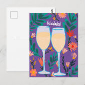 Carte Postale Félicitations Vin pétillant Champagne Floral À vot (Devant / Derrière)