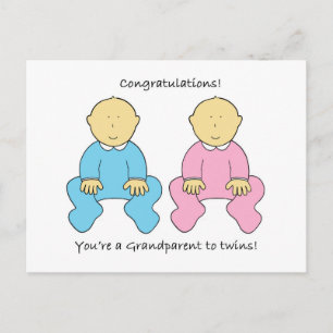 Carte Postale Félicitations Vous êtes grand-parent pour les jume