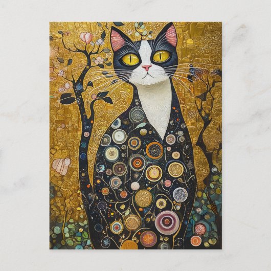 Carte Postale Feline céleste en or (Devant)