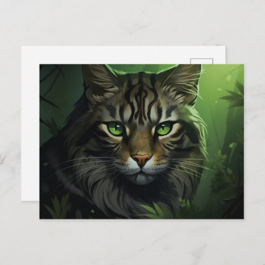 Carte postale Feline Encounter in the Woods (Devant / Derrière)