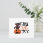 Carte Postale Feline Fang-tastic Halloween Conception de chat Va (Debout devant)