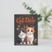 Carte Postale “Feline Friends Celebrate International Cat Day” (Debout devant)