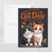 Carte Postale “Feline Friends Celebrate International Cat Day” (Devant / Derrière)