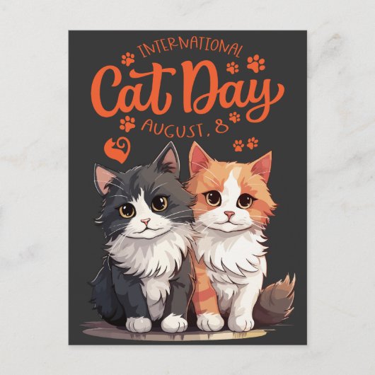 Carte Postale “Feline Friends Celebrate International Cat Day” (Devant)