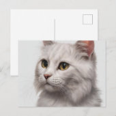 Carte Postale Feline gracieuse : une impression d'art de chat bl (Devant / Derrière)