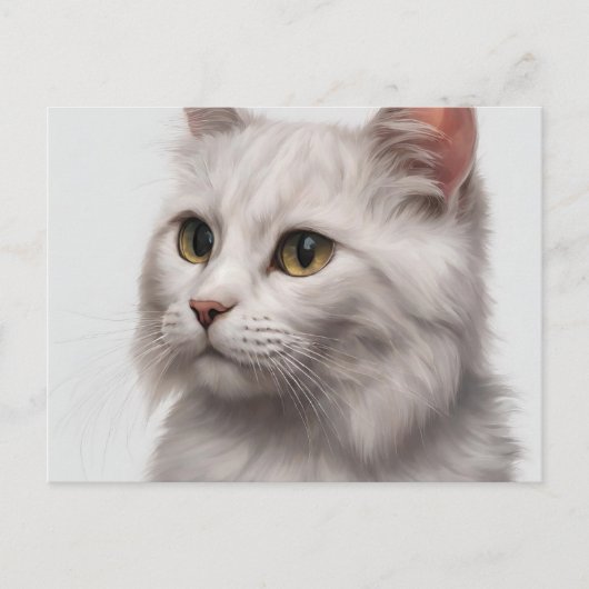 Carte Postale Feline gracieuse : une impression d'art de chat bl (Devant)