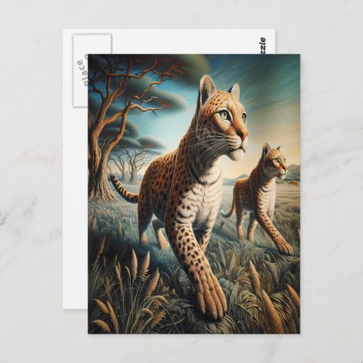 Carte Postale Feline Harmony en Fleur sauvage (Devant / Derrière)