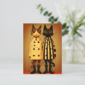 Carte Postale Felines de mode - Chats Quirateux et bottes (Debout devant)
