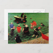 Carte Postale Felix Vallotton : Baignade à Etretat (Devant / Derrière)
