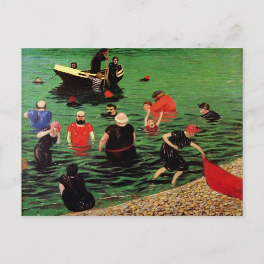 Carte Postale Felix Vallotton : Baignade à Etretat (Devant)