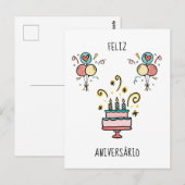 Carte Postale Feliz Aniversário | de Birthday contents (Devant / Derrière)